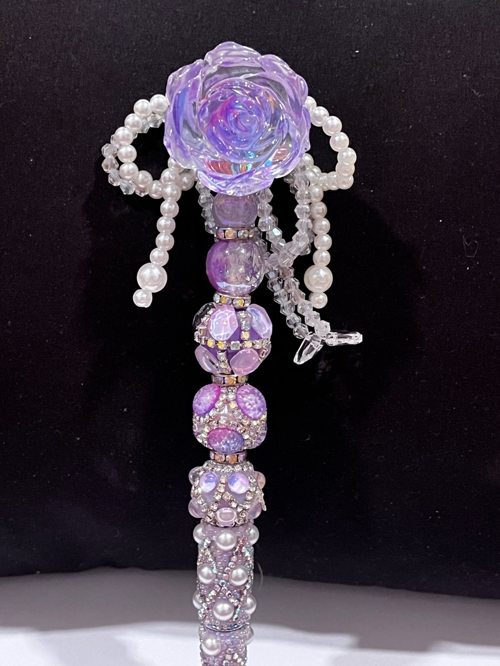 Handcrafted Purple Rose focal fancy Beaded pen